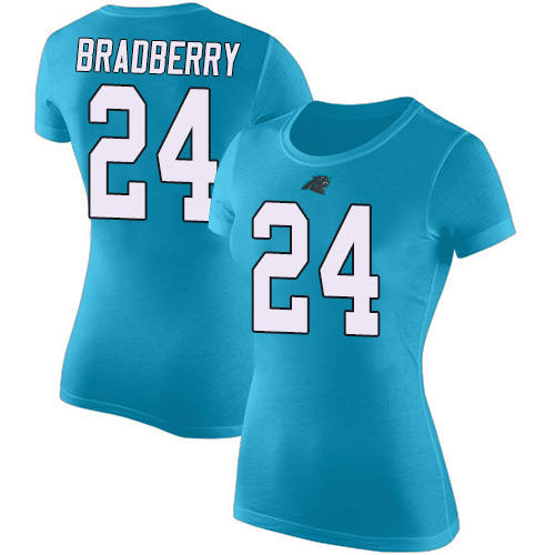 Carolina Panthers Blue Women James Bradberry Rush Pride Name and Number NFL Football #24 T Shirt